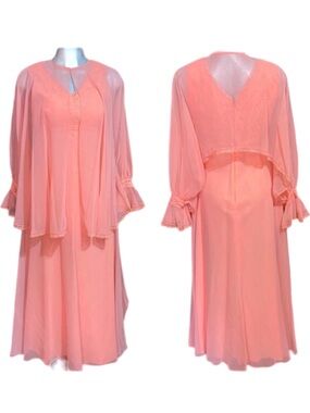 Chiffon Flowy Elegant Maxi Dress Overlay Lace Bridesmaid Wedding-Guest Sheer Med